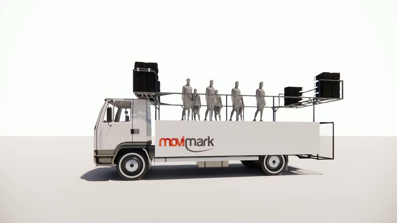 Movitarima de Movimark: camión con tarima, sonido y artistas