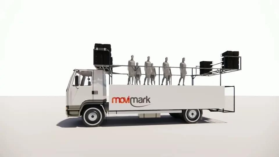 Movitarima de Movimark: camión con tarima, sonido y artistas